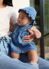 Embroidered Dress and Hat - Denim