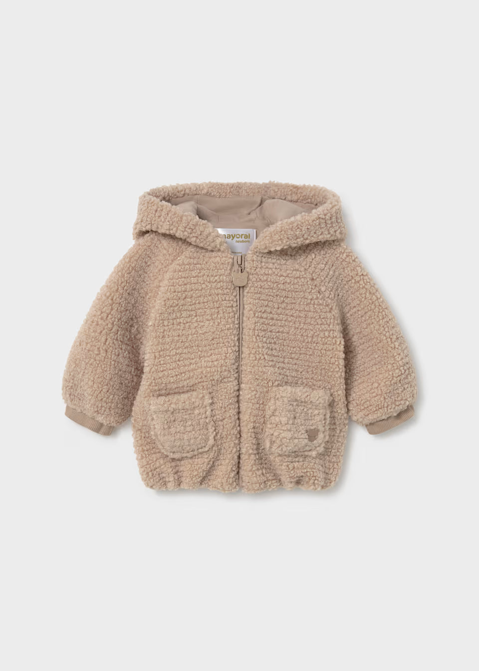 Furry Zip Up Hoodie - Almond