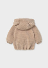 Furry Zip Up Hoodie - Almond