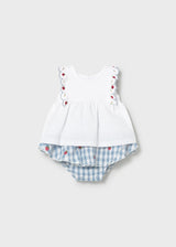 Scalloped Top and Skirted Bloomer - Strawberry Gingham