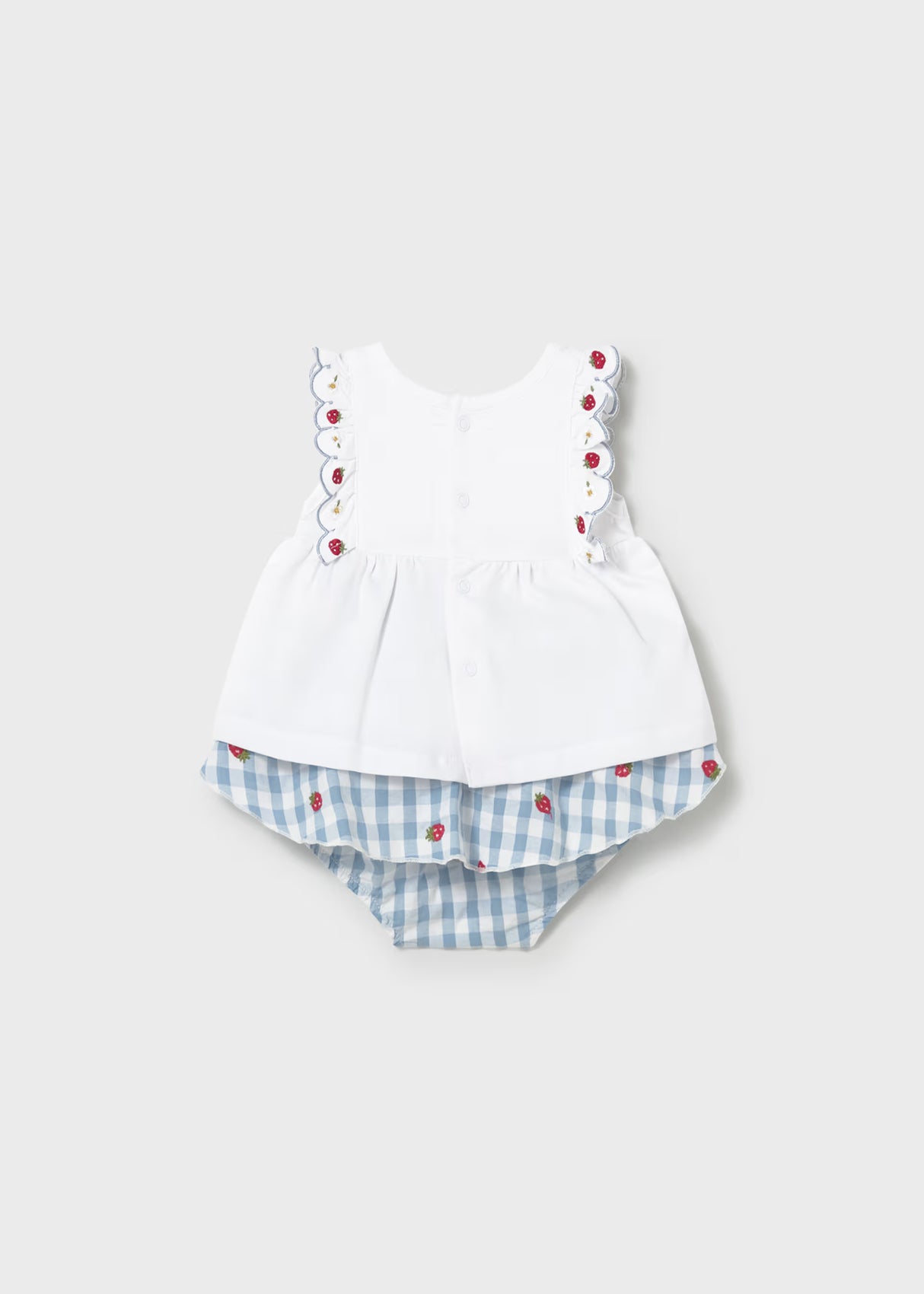 Scalloped Top and Skirted Bloomer - Strawberry Gingham