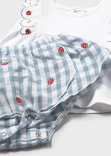 Scalloped Top and Skirted Bloomer - Strawberry Gingham