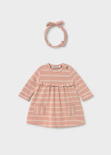 Soft Knit Dress and Headband - Rose Stripe