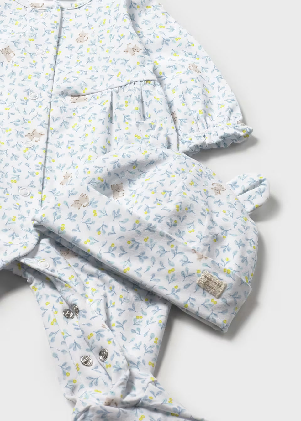 Snap Footie and Hat - Lagoon Kitty