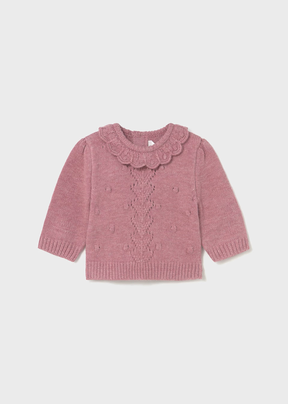 Ruffle Collar Sweater - Blush Heather