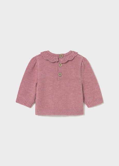 Ruffle Collar Sweater - Blush Heather