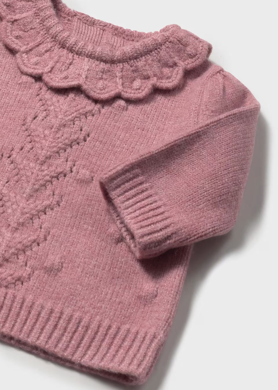Ruffle Collar Sweater - Blush Heather
