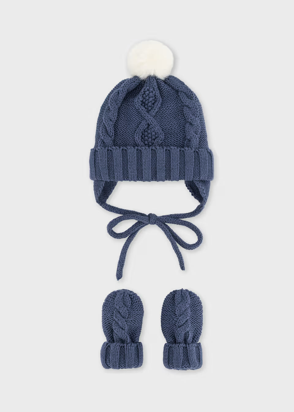 Knit Baby Hat and Mittens - Blueberry