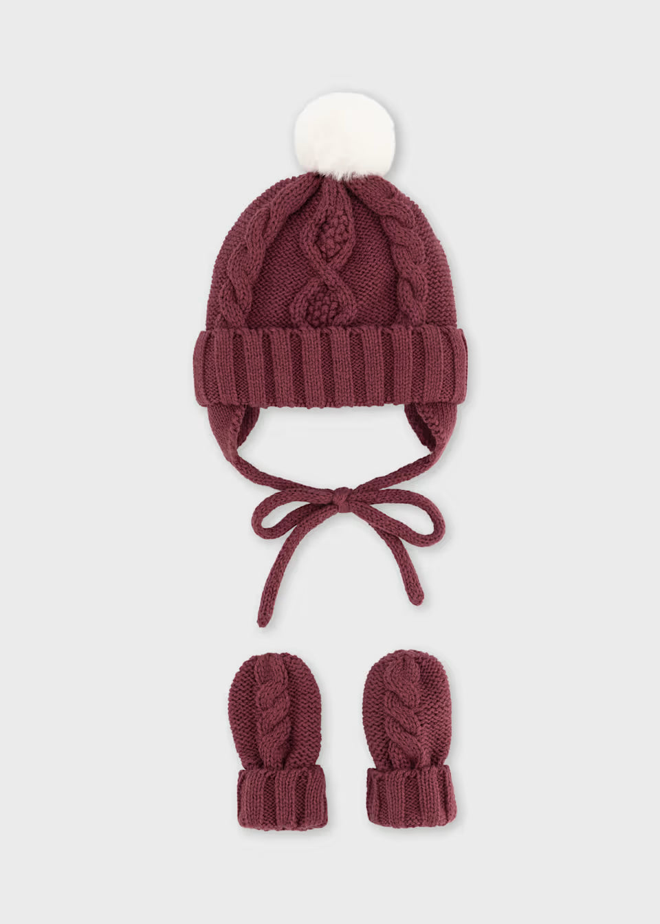 Knit Baby Hat and Mittens - Brick