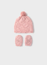 Knit Baby Hat and Mittens - Blush