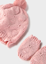Knit Baby Hat and Mittens - Blush