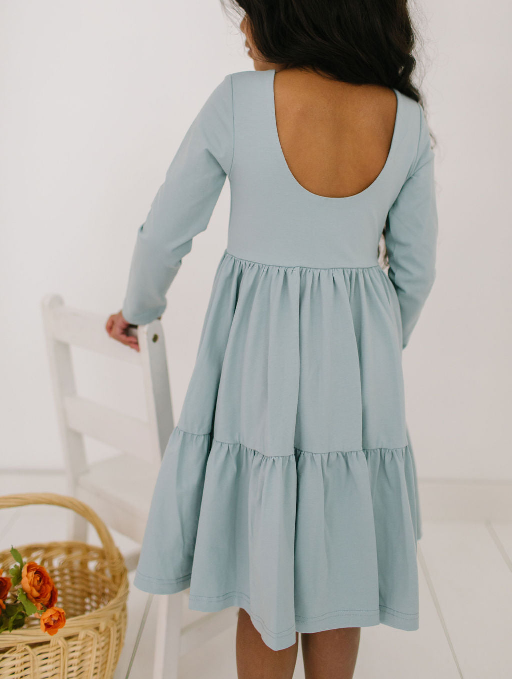 Gwendolyn Ruffle Dress - Dusty Blue