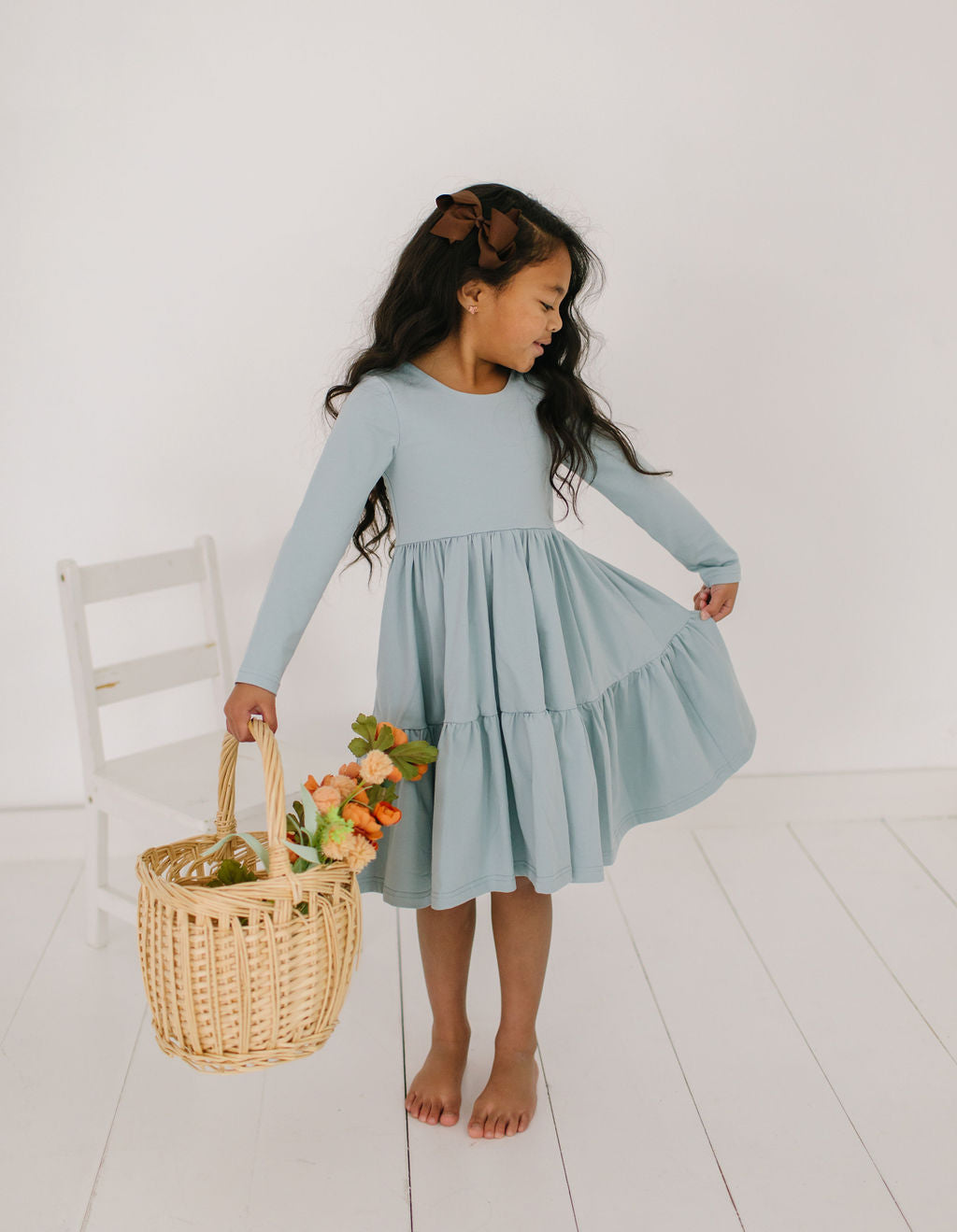 Gwendolyn Ruffle Dress - Dusty Blue