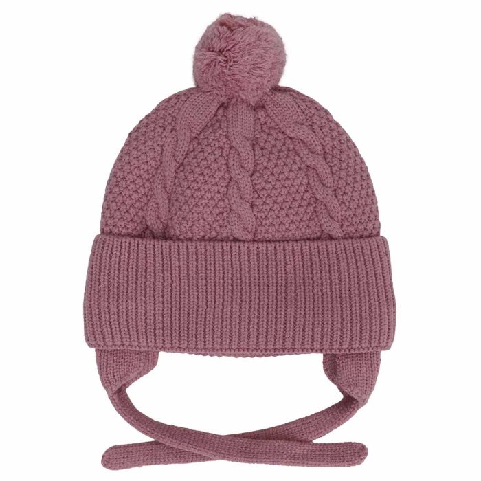 Fleece Lined Pom Pom Hat - Cameo Pink