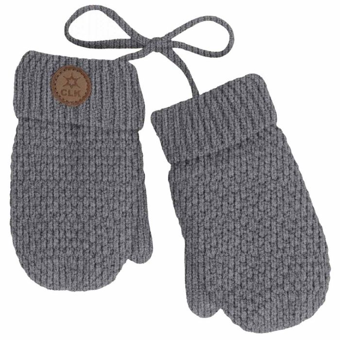 Soft Touch Waffle Knit Mittens - Light Grey