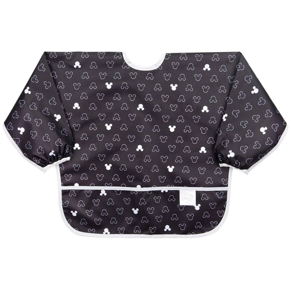 Sleeved Bib - Mickey Mouse Icon Black + White