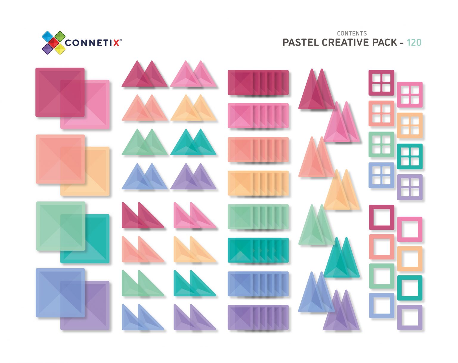 Connetix Pastel Square Pack, 40 Pieces