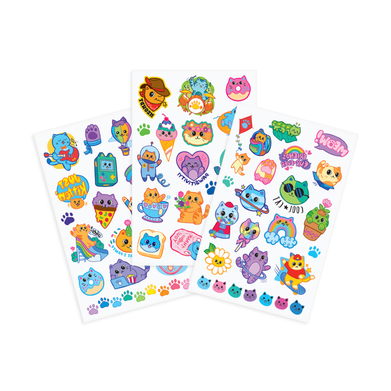 Temporary Tattoos - Colorful Cats (Glitter)