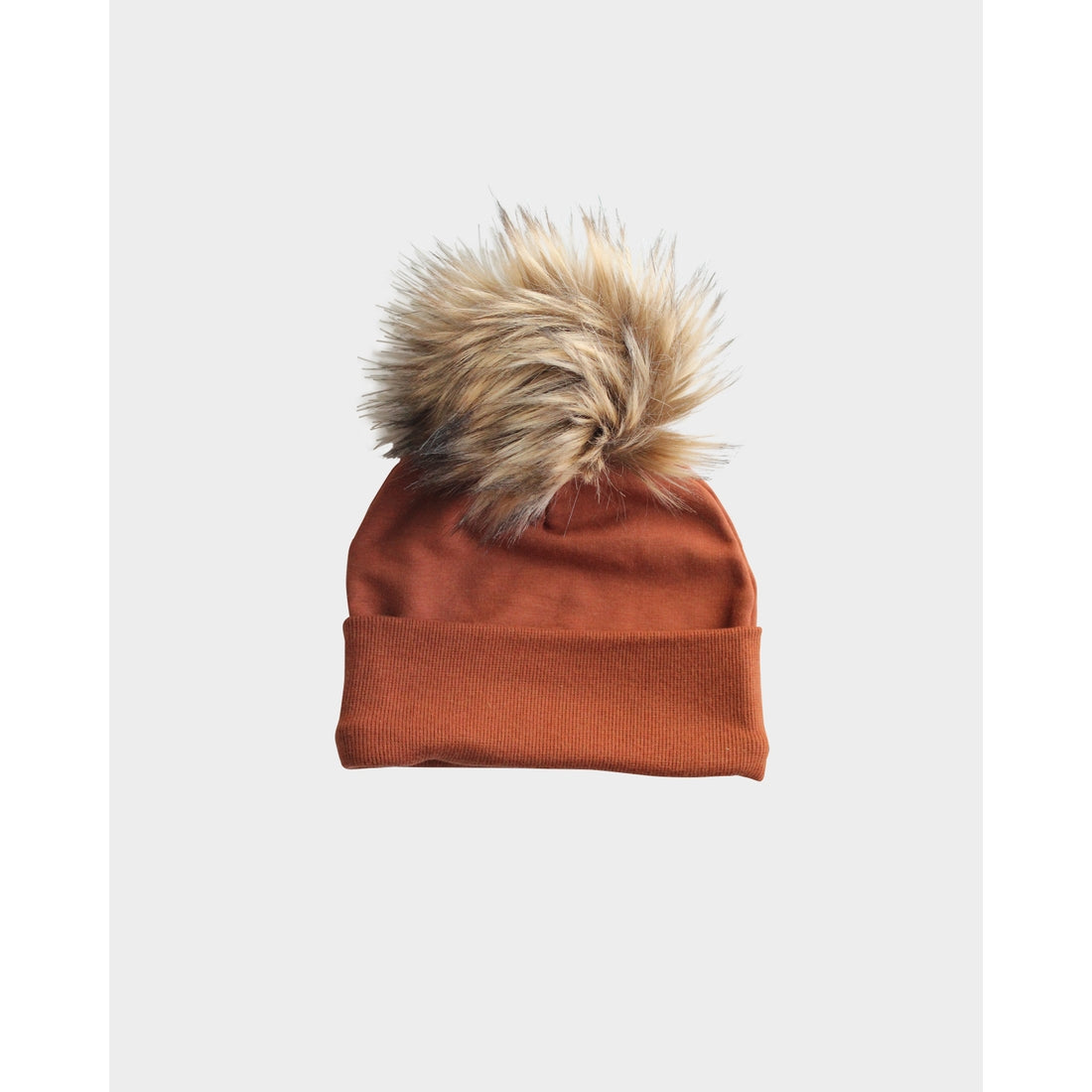 Faux Fur Pom Hat - Rust FINAL SALE