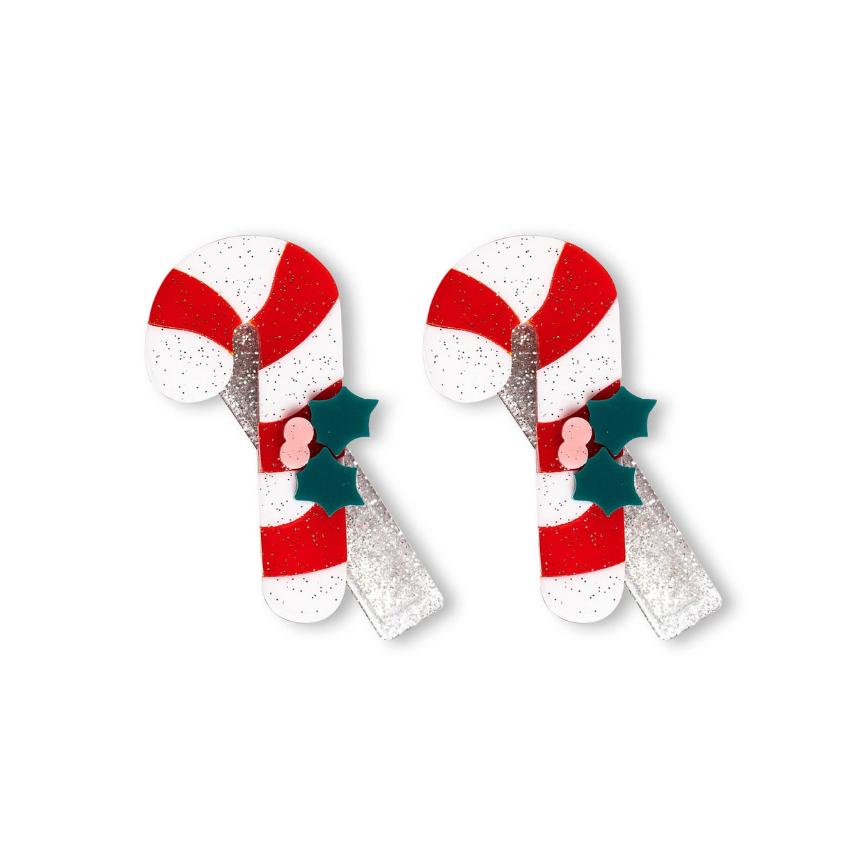 Acrylic Hair Clips - Candy Cane