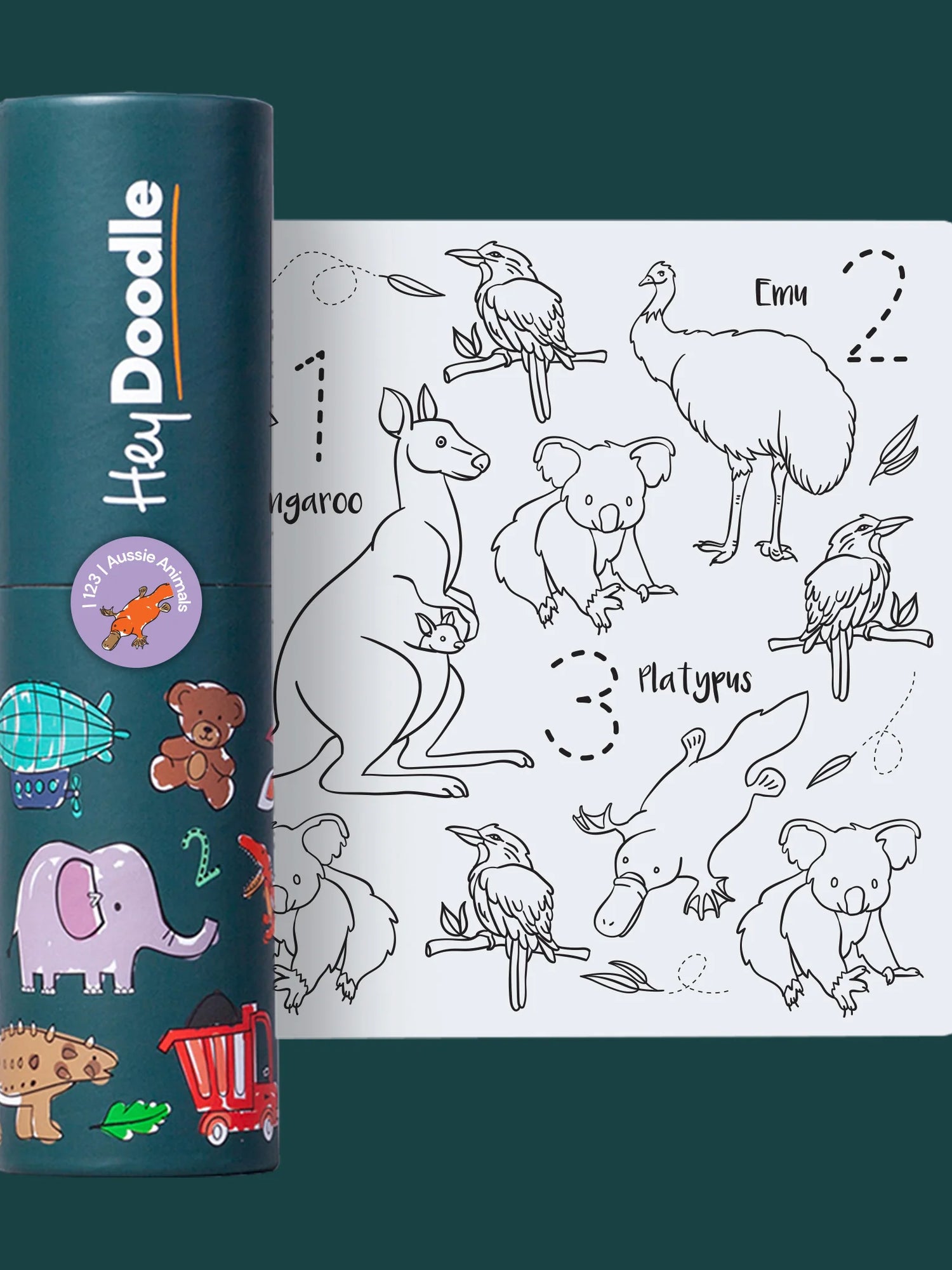 Mini Reusable Color-In Silicone Placemat - 123 Aussie Animals
