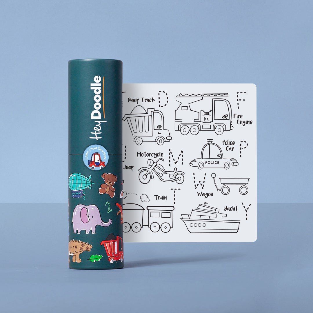 Mini Reusable Color-In Silicone Placemat - ABC Toot Toot Honk