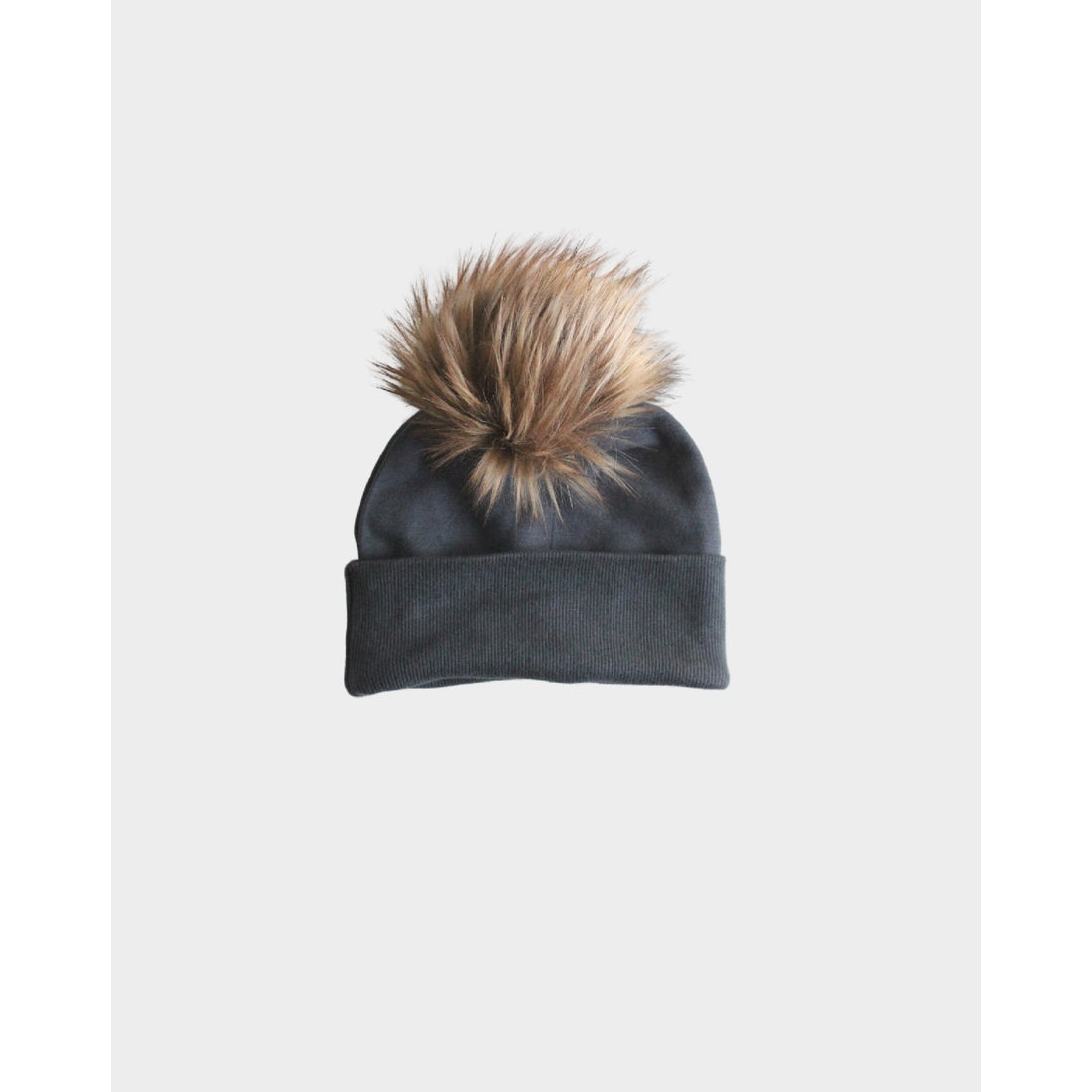 Faux Fur Pom Hat - Steel Grey FINAL SALE