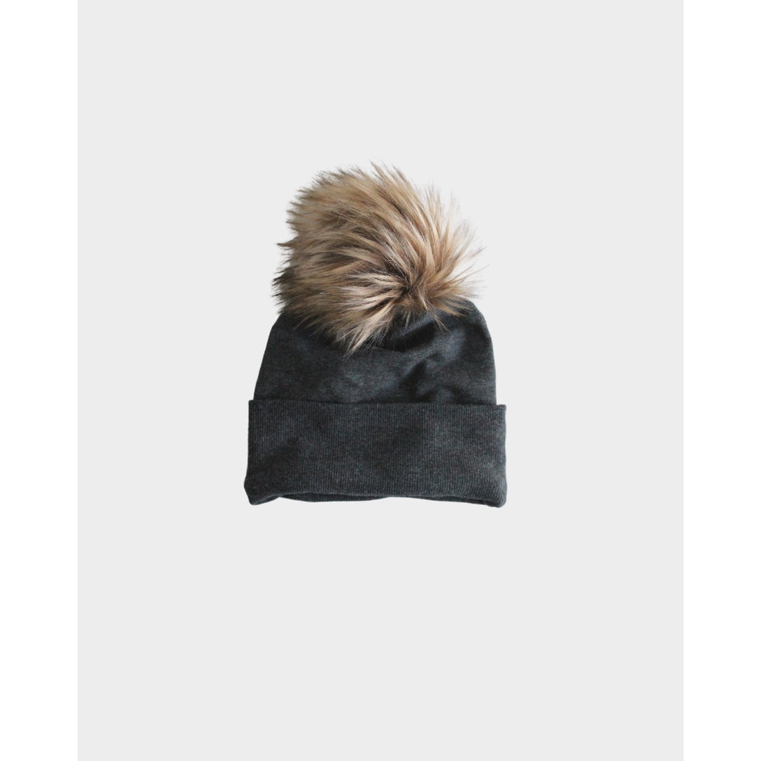 Faux Fur Pom Hat - Charcoal FINAL SALE