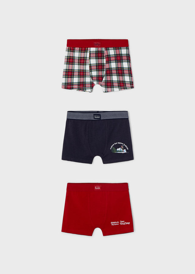 3 Pack Boxer Briefs - Red Plaid FINAL SALE
